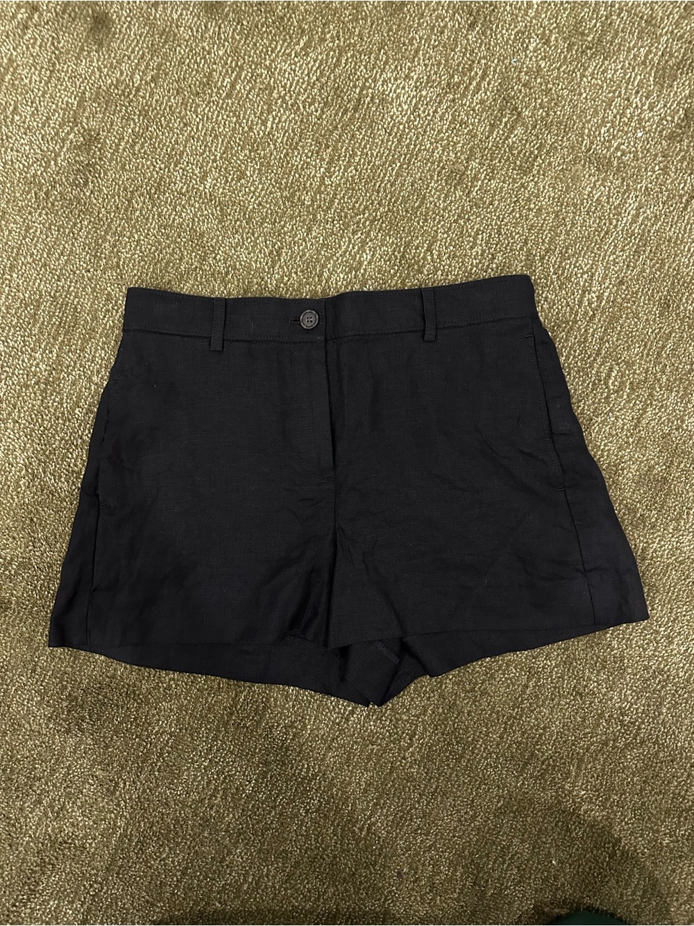 J. Crew Black High-Waist Tailored Linen-Blend Shorts